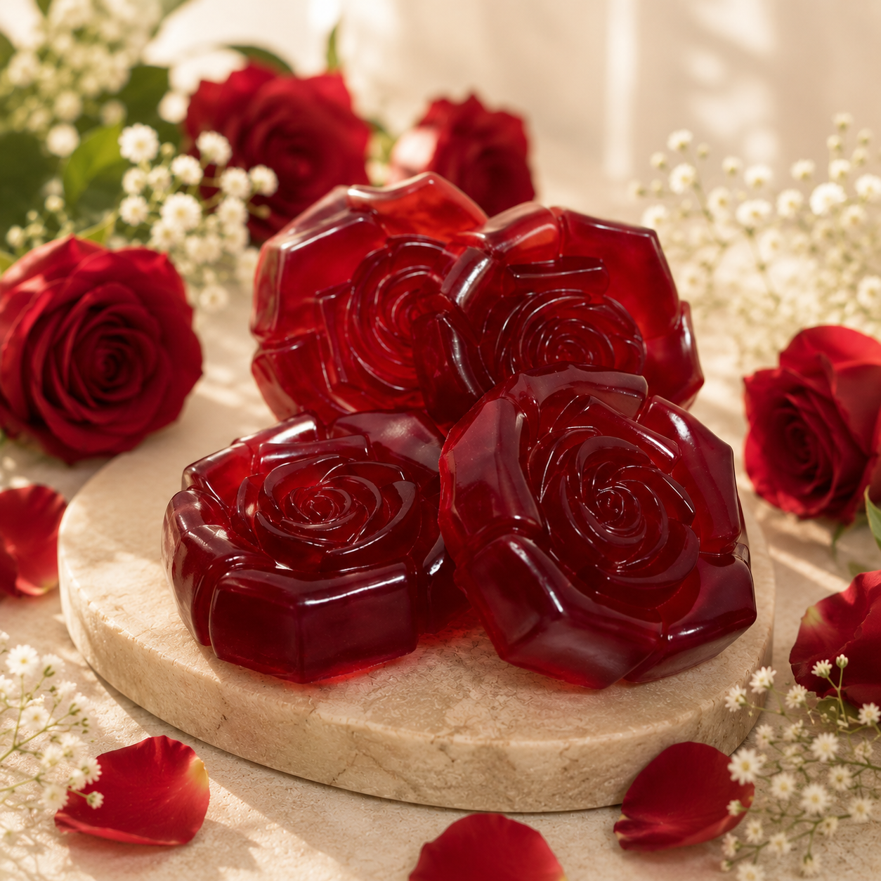 Red Rose Flower Soap