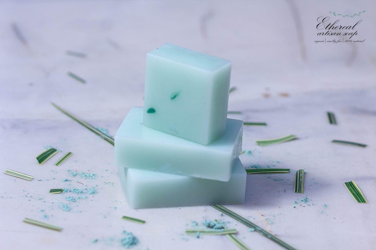 Stacked Ethereal Artisan French green clay soap bars